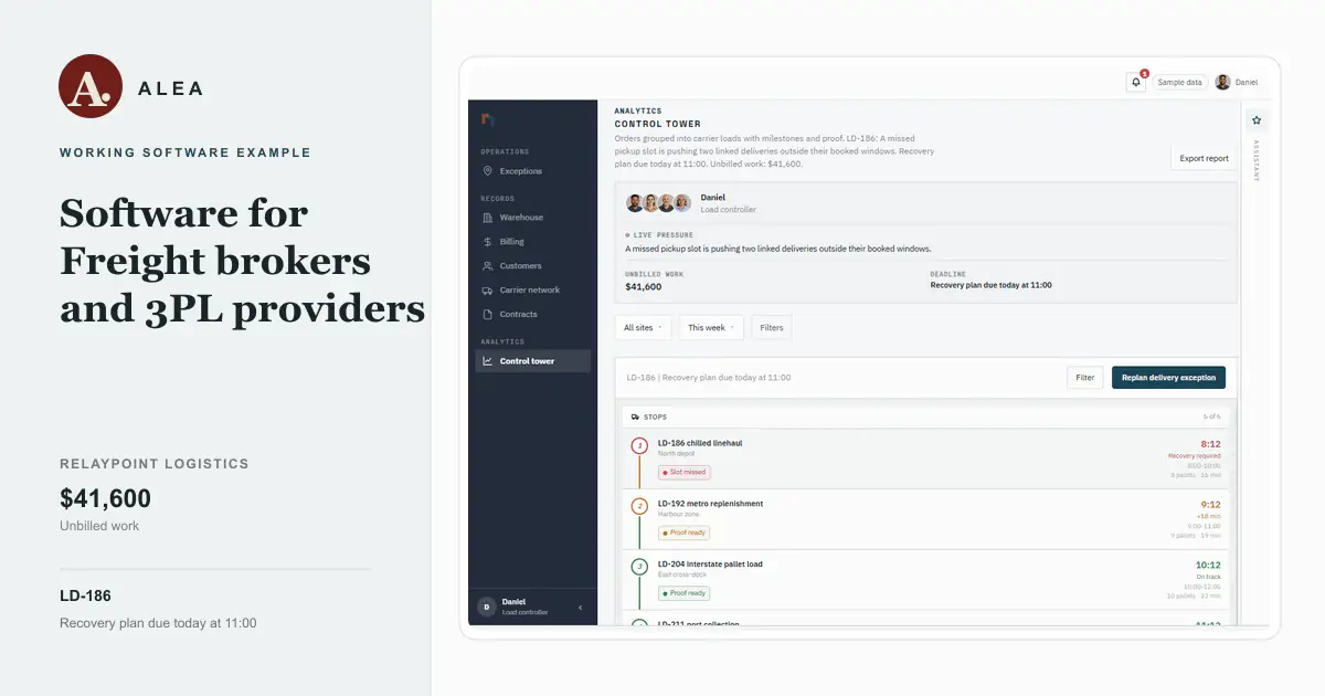 Freight brokers and 3PL providers working software example for Relaypoint Logistics